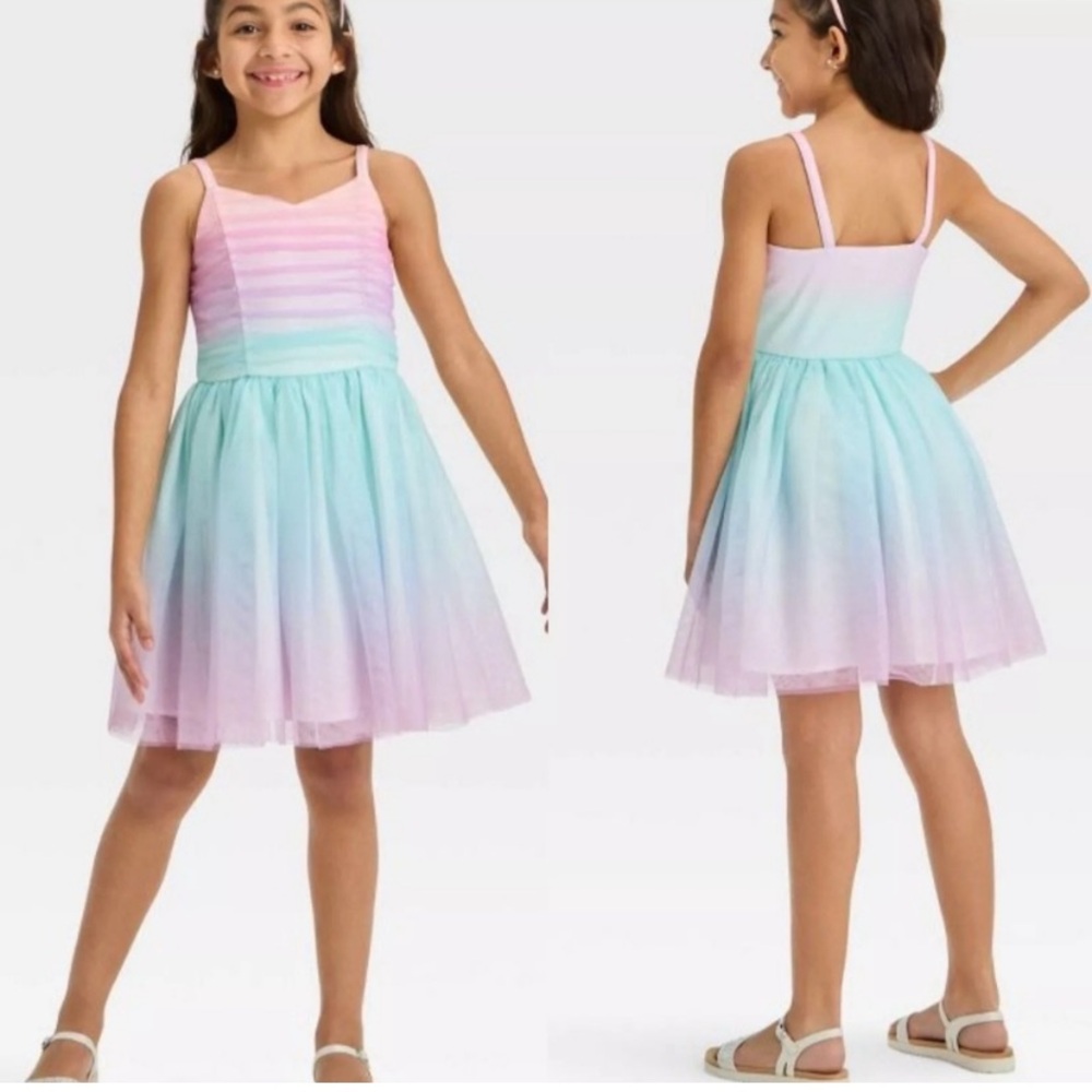Cat & Jack Girls' Sleeveless Mesh Dress - Multicolor size M (8)